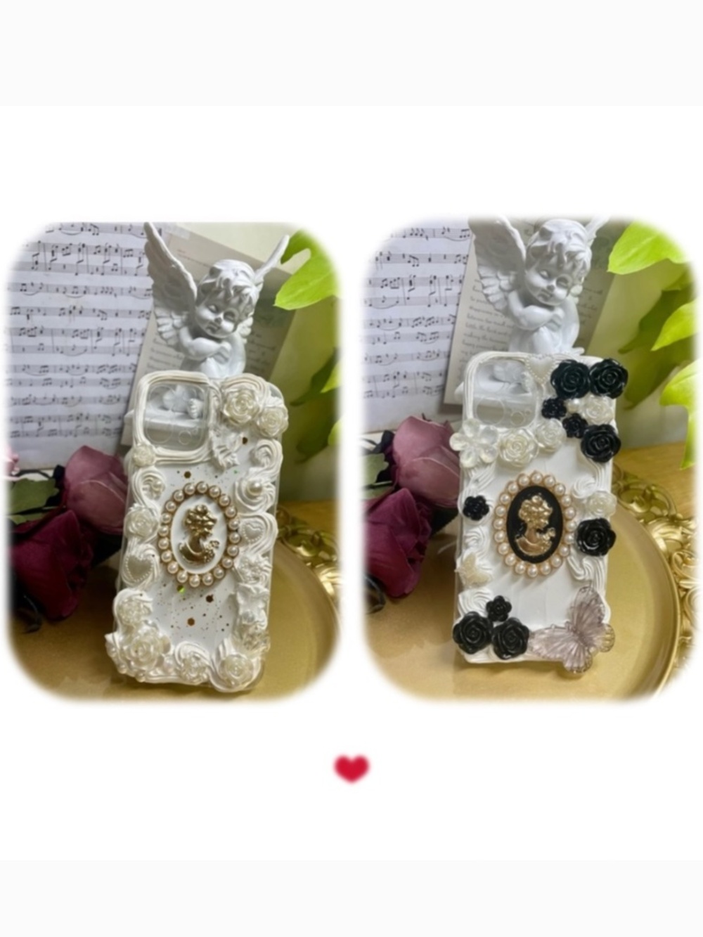 iPhone 12pro Baroque Phone Case, Handmade Vintage case with free beads chain